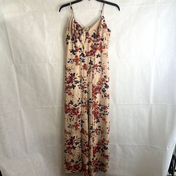 Xhilaration Cream Floral Print Wide Split Leg Halter Floral Jumpsuit Romper MD - Picture 12 of 12